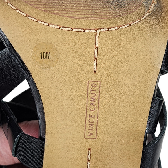 Vince Camuto 10M Chunky Heeled Sandals Womens Sutellie Black Strappy Y2K 90s 4" - Picture 11 of 12